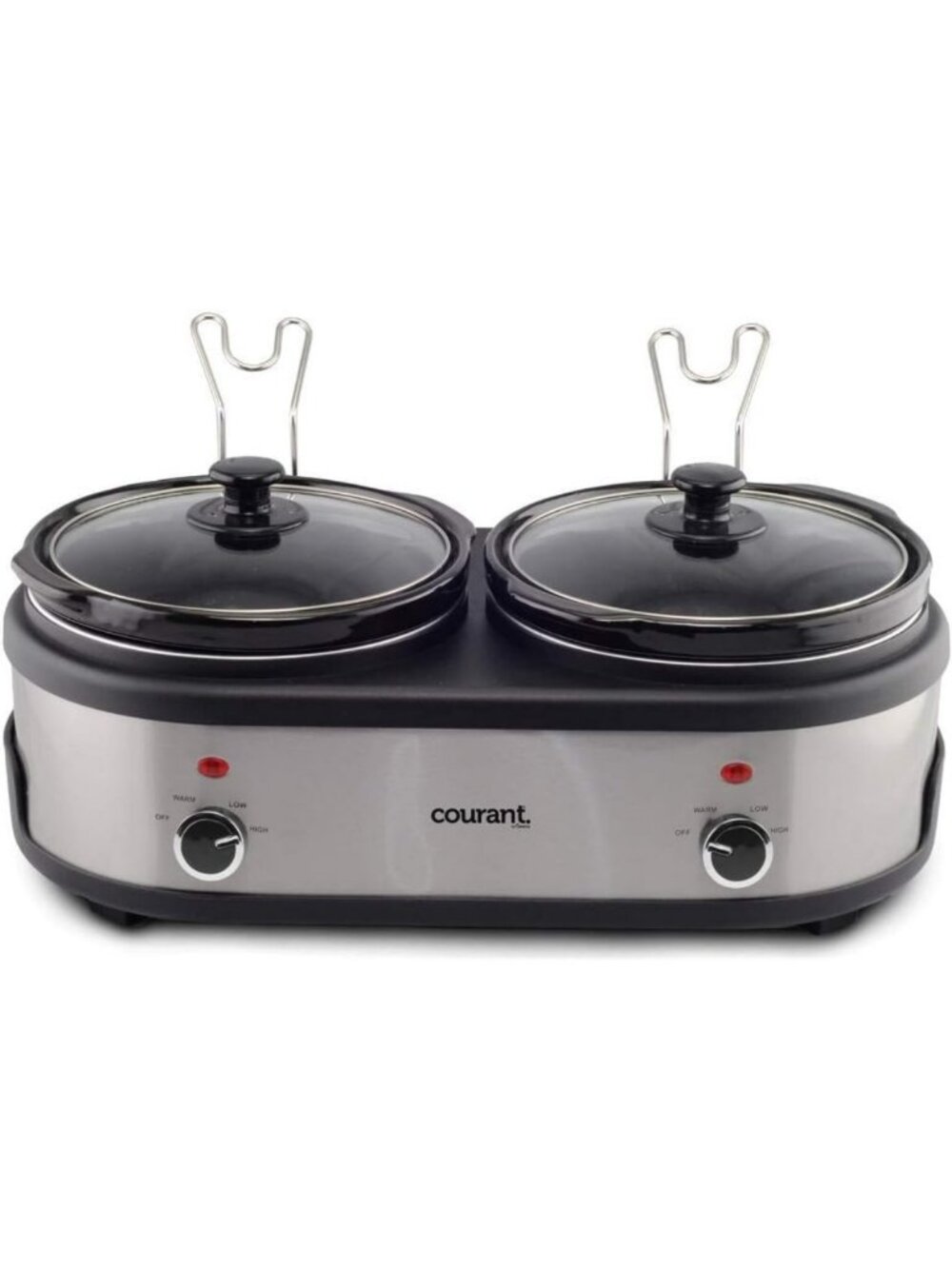 2.5 Quart Double Slow Cooker with Glass Lids, Easy Cooking & Dishwasher Safe